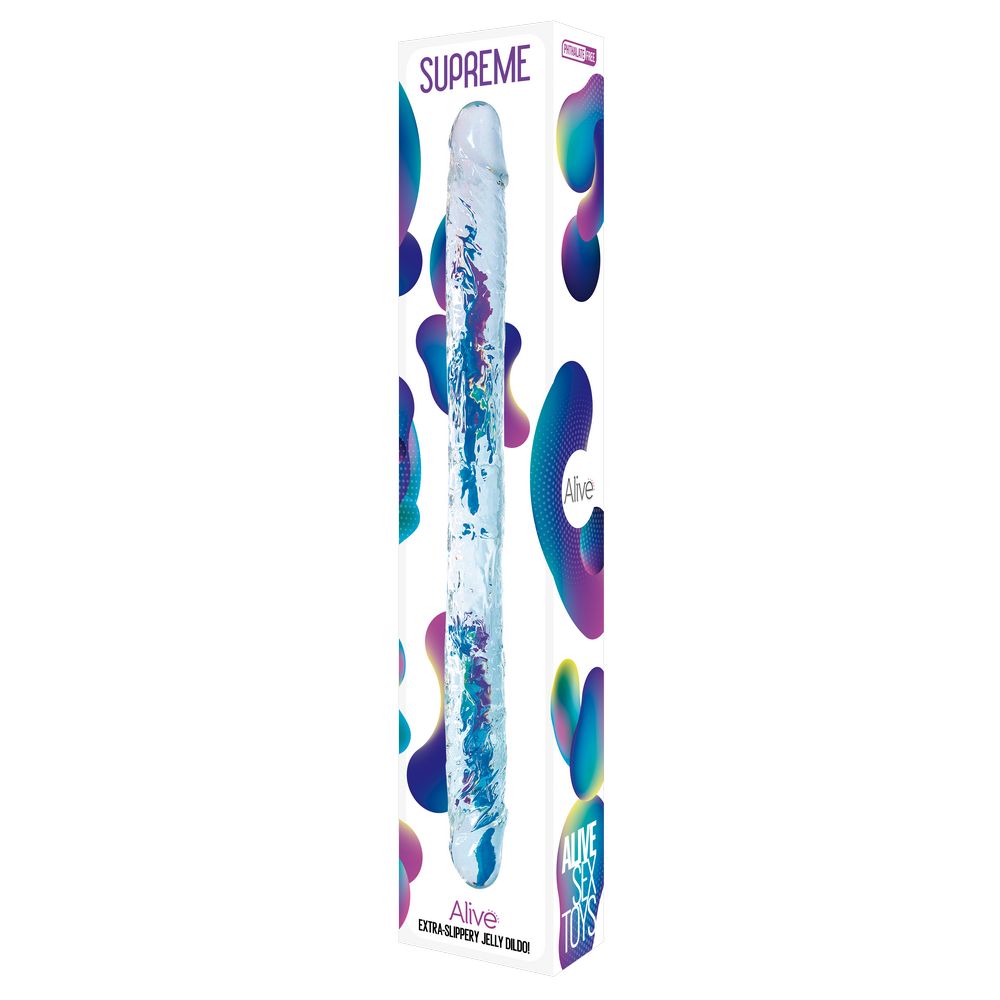 Двусторонний фаллоимитатор Adrien Lastic Alive Supreme 38.5 см, бесцветный