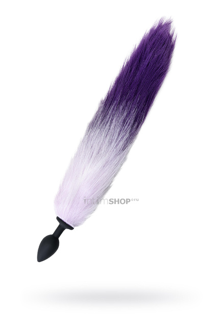 фото Анальная втулка с бело-фиолетовым хвостом Popo Pleasure Toyfa, M, черный