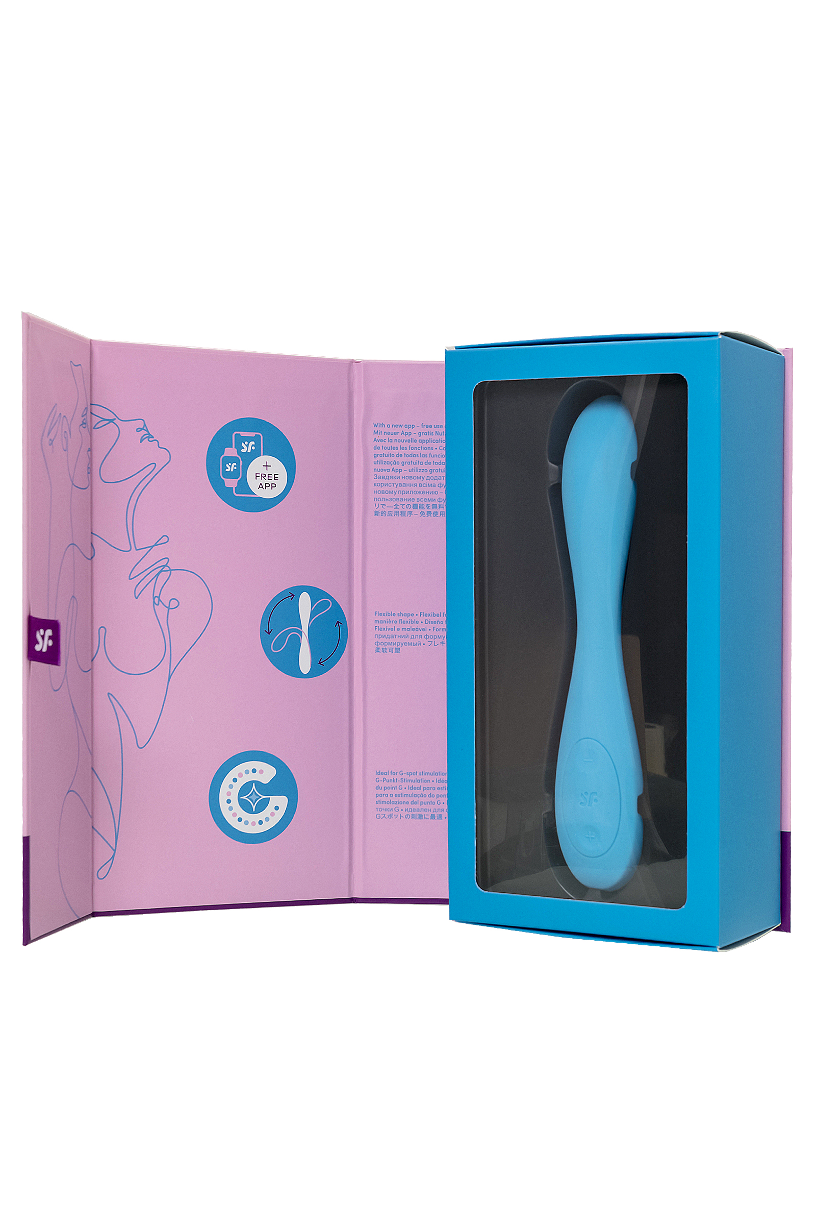 Вагинально-клиторальный вибратор с фиксацией формы Satisfyer G-Spot Flex 4+, голубой