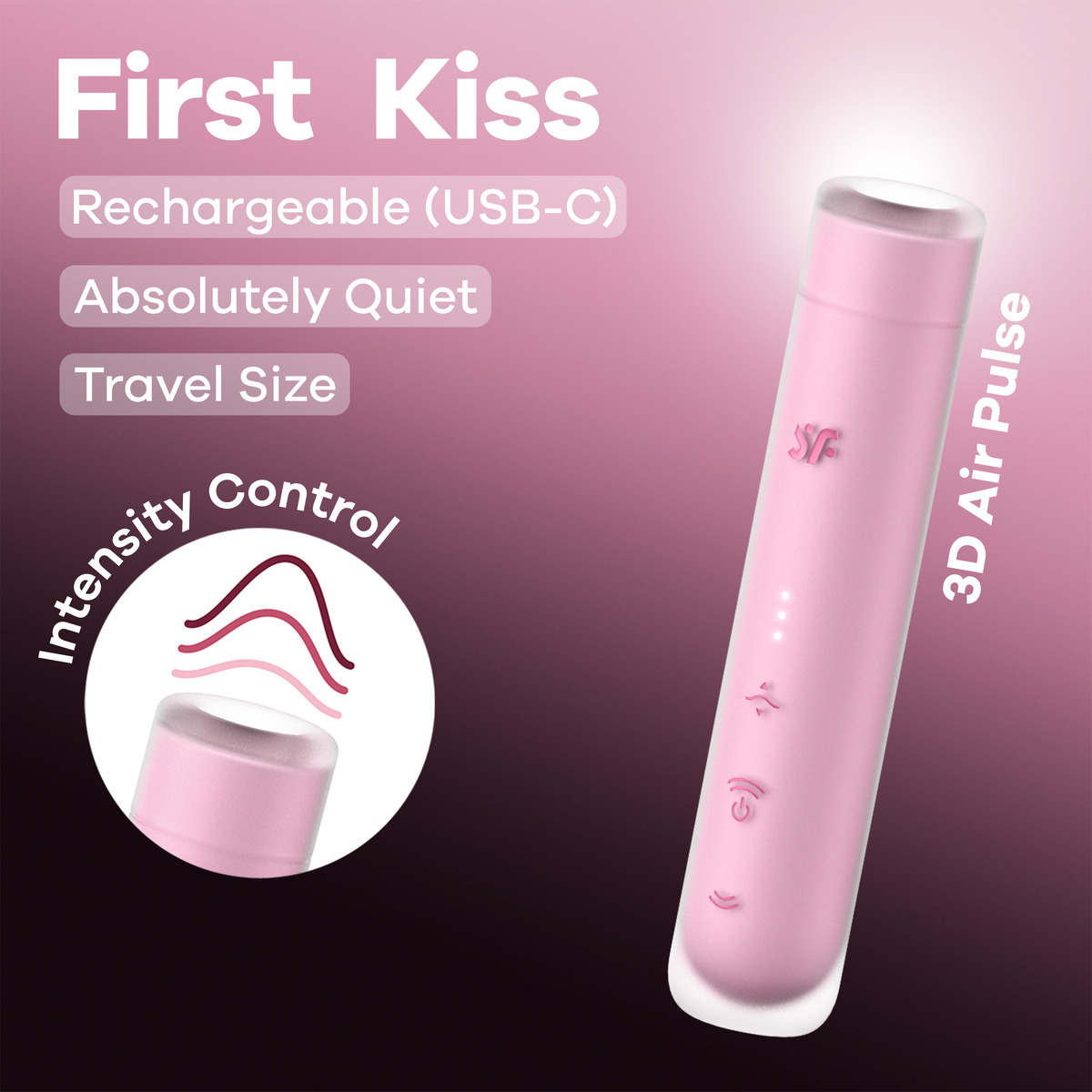 Вакуумный стимулятор клитора Satisfyer First Kiss, розовый