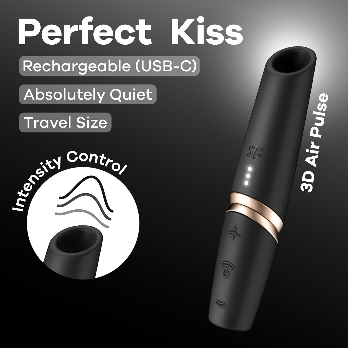 Вакуумный стимулятор клитора Satisfyer Perfect Kiss, чёрный