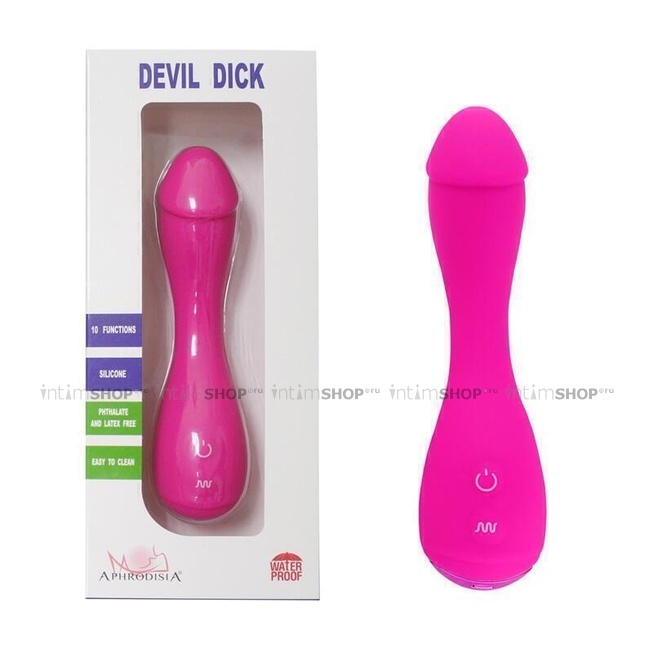 Вибратор Aphrodisia Devil Dick, ярко-розовый
