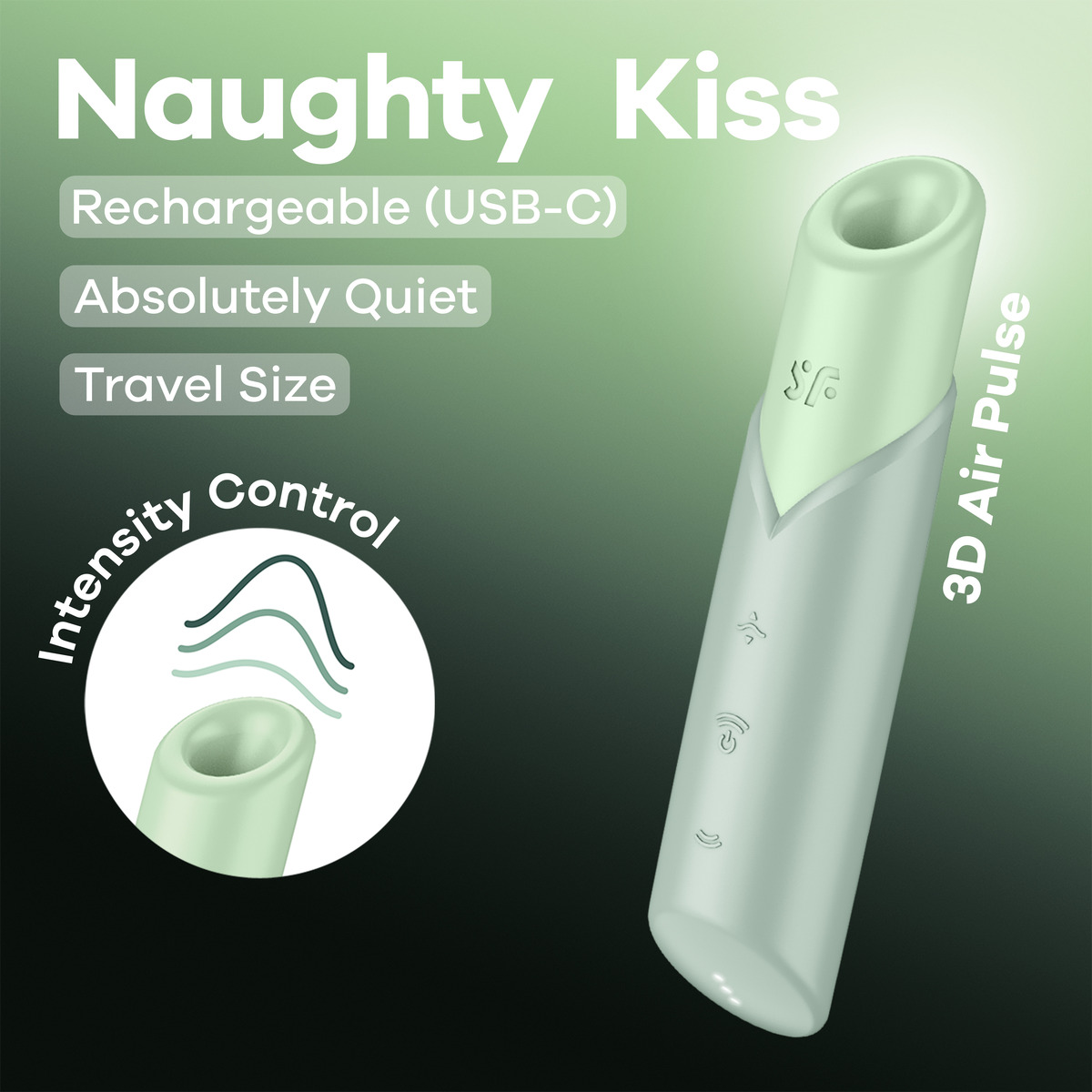 Вакуумный стимулятор клитора Satisfyer Naughty Kiss, зелёный