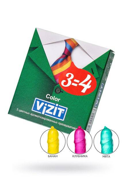 Презервативы Vizit Color, цветные ароматизированные, 3 шт