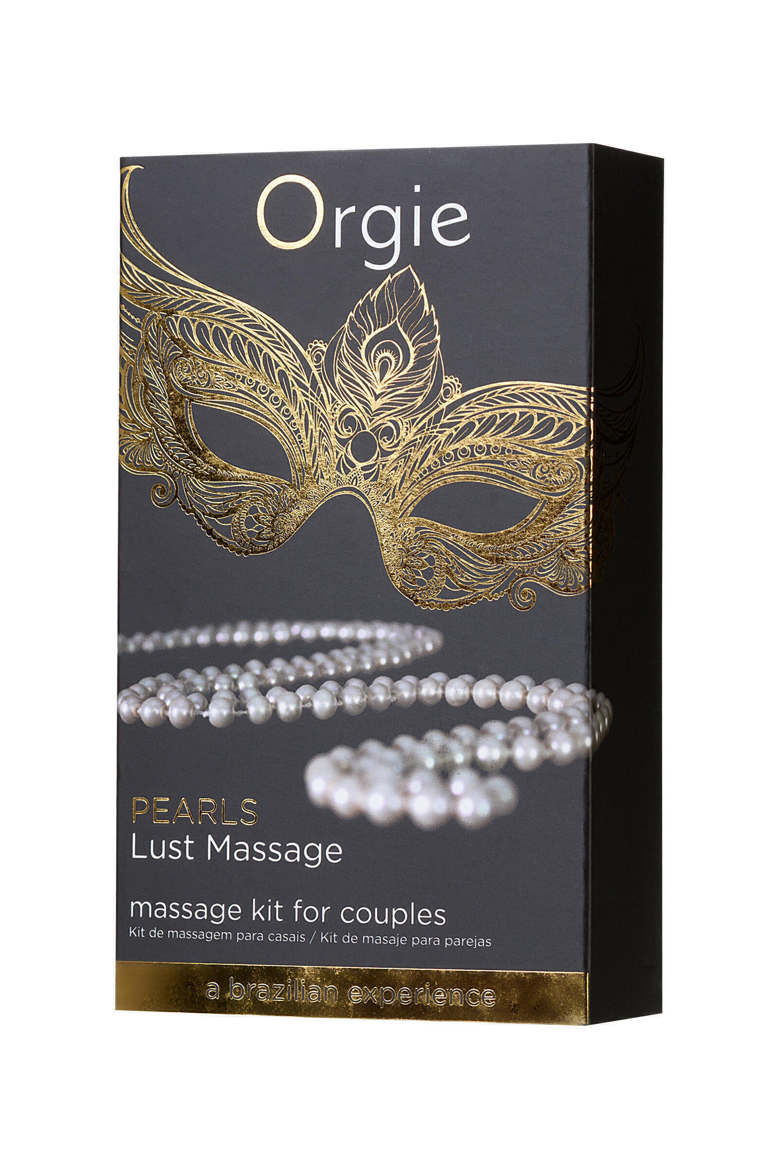 Комплект для эротического массажа Orgie Pear Lust Massage (силиконовый массажный гель + жемчужное ожерелье), 30 мл
