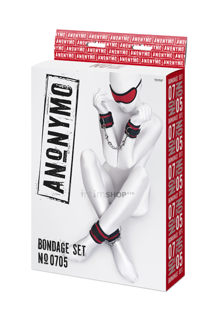 Набор для фиксации рук и ног Anonymo by TOYFA с маской на глаза, красно-черный - фото 9