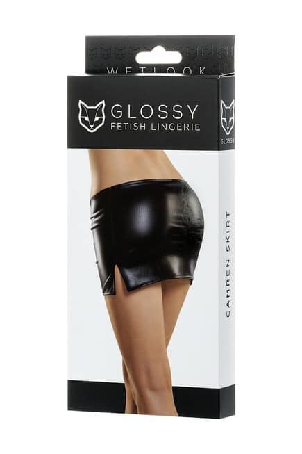 Мини-юбка Erolanta Glossy Carmen из материала Wetlook, черная, M - фото 4