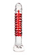 Фаллоимитатор Sexus Glass с красной ребристой поверхностью, бесцветный, 16 см