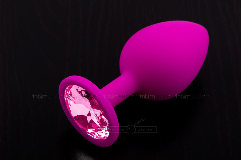 фото Большая силиконовая пробка Пикантные штучки с кристаллом, розовый