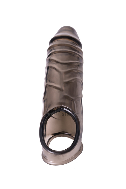 Насадка на член Toyfa XLover с кольцом на мошонку и реалистичным рельефом, черная - фото 4