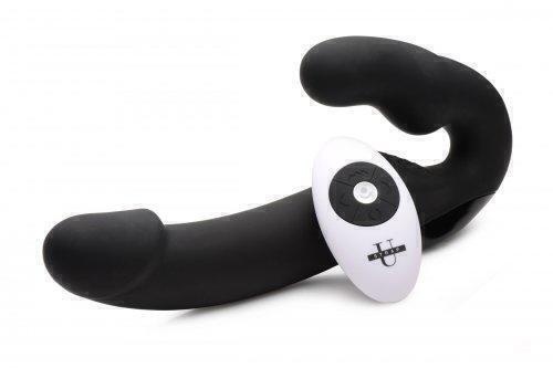 Безремневой страпон с пультом ДУ XR Brands Strap U Urge Strap On, черный