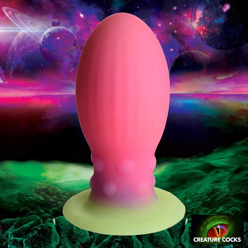Фаллоимитатор-яйцо XR Brands Creature cocks Xeno Egg XL светящийся в темноте 17.6 см, розовый