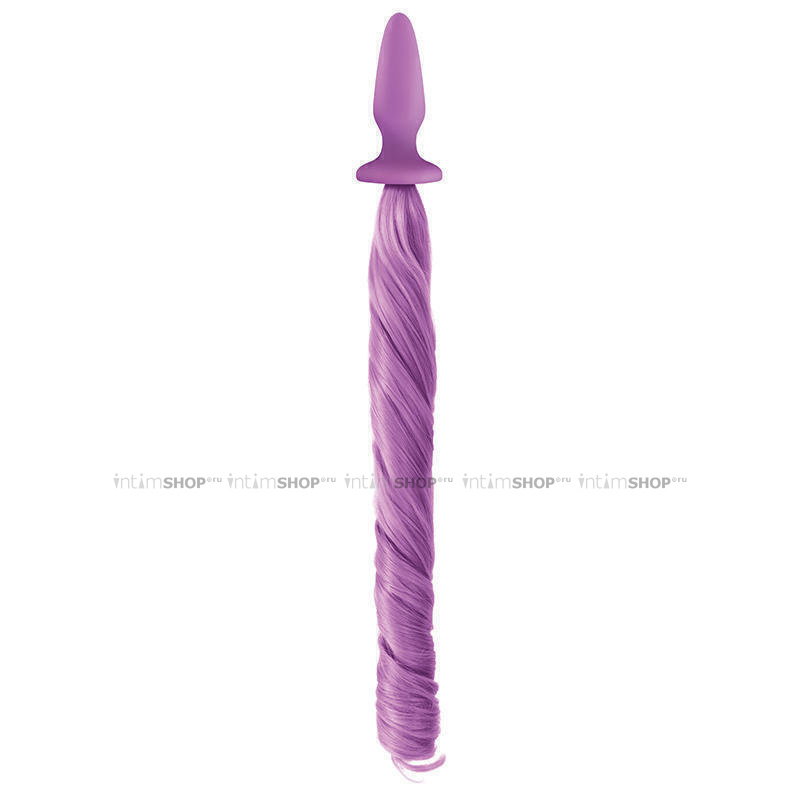 Анальная пробка фиолетовая с фиолетовым хвостом NS Novelties Unicorn Tails, фиолетовая