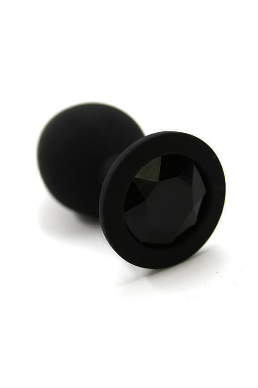 Анальная пробка из силикона с черным кристаллом Kanikule, черная