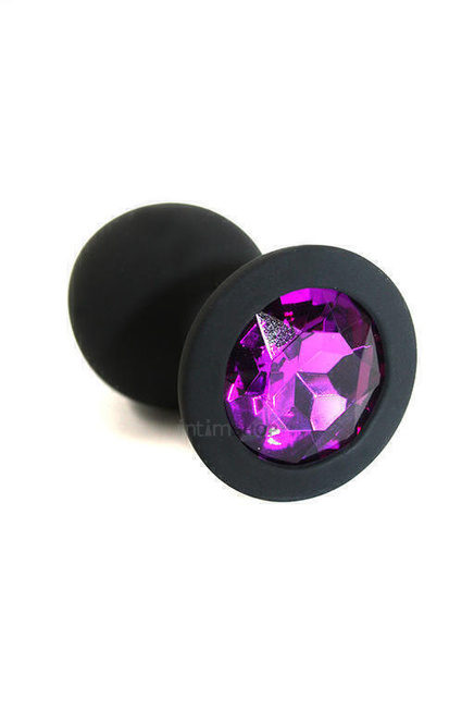 

Анальная пробка из силикона черная с фиолетовым кристаллом