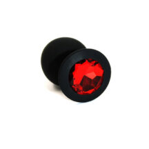 Анальная пробка из силикона черная с красным кристаллом Kanikule, черная