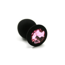 Анальная пробка из силикона Kanikule, черная с розовым кристаллом