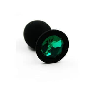 Анальная пробка из силикона с зеленым кристаллом Kanikule, черная