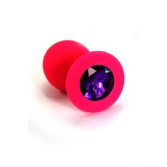 Анальная пробка из силикона с фиолетовым кристаллом Kanikule, розовая
