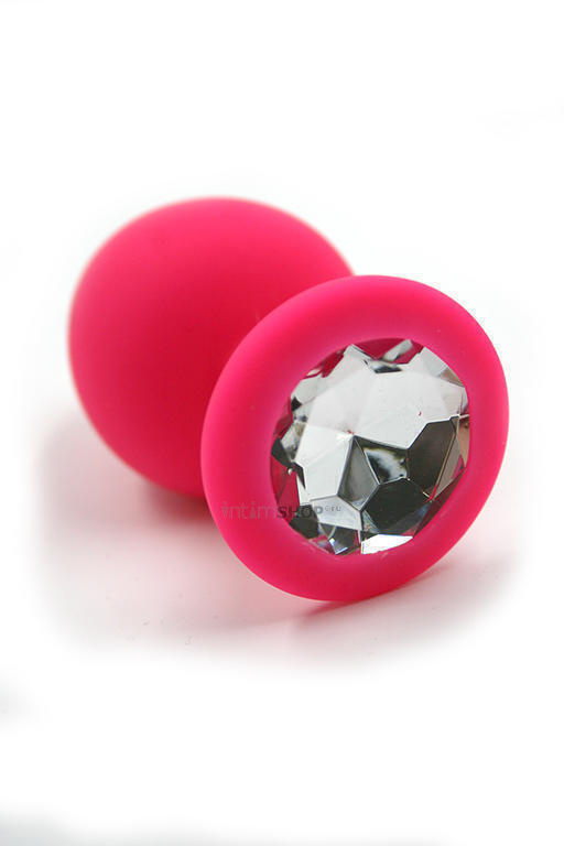 Анальная пробка из силикона с прозрачным кристаллом Kanikule, розовая