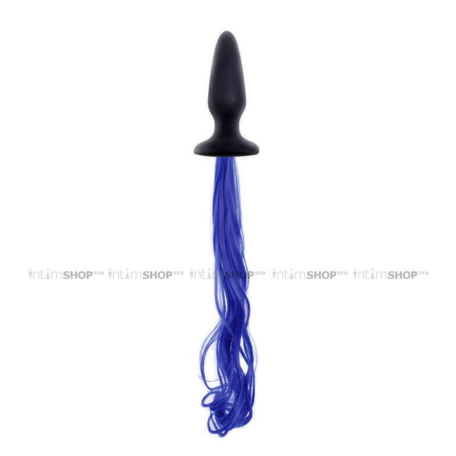 фото Анальная пробка с синим хвостом NS Novelties Unicorn Tails, черная