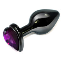Анальная пробка в виде сердца LoveToys The Sexual Passion S с фиолетовым кристаллом, черная