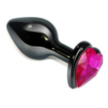 Анальная пробка в виде сердца LoveToys The Sexual Passion S с розовым кристаллом, черная