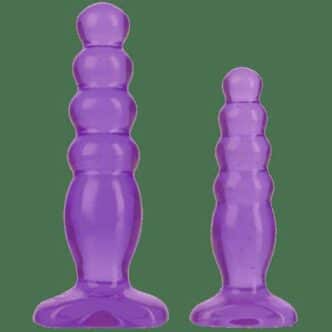 Анальные пробки Doc Johnson Crystal Jellies Trainer 2 шт, фиолетовые