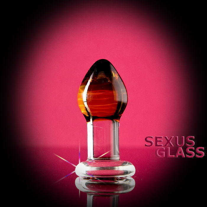 Анальная пробка Sexus Glass с янтарной головкой, бесцветная 