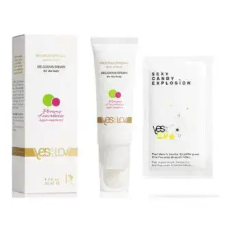 Аромагель-кисть для тела YESforLOV Delicious Brush Apple-Raspberry, 50 мл + Взрывная карамель Candy Explosion, 7 г