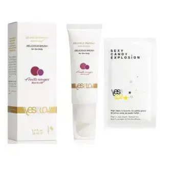 Аромагель-кисть для тела YESforLOV Delicious Brush Клубника и вишня, 50 мл + Взрывная карамель Candy Explosion, 7 г
