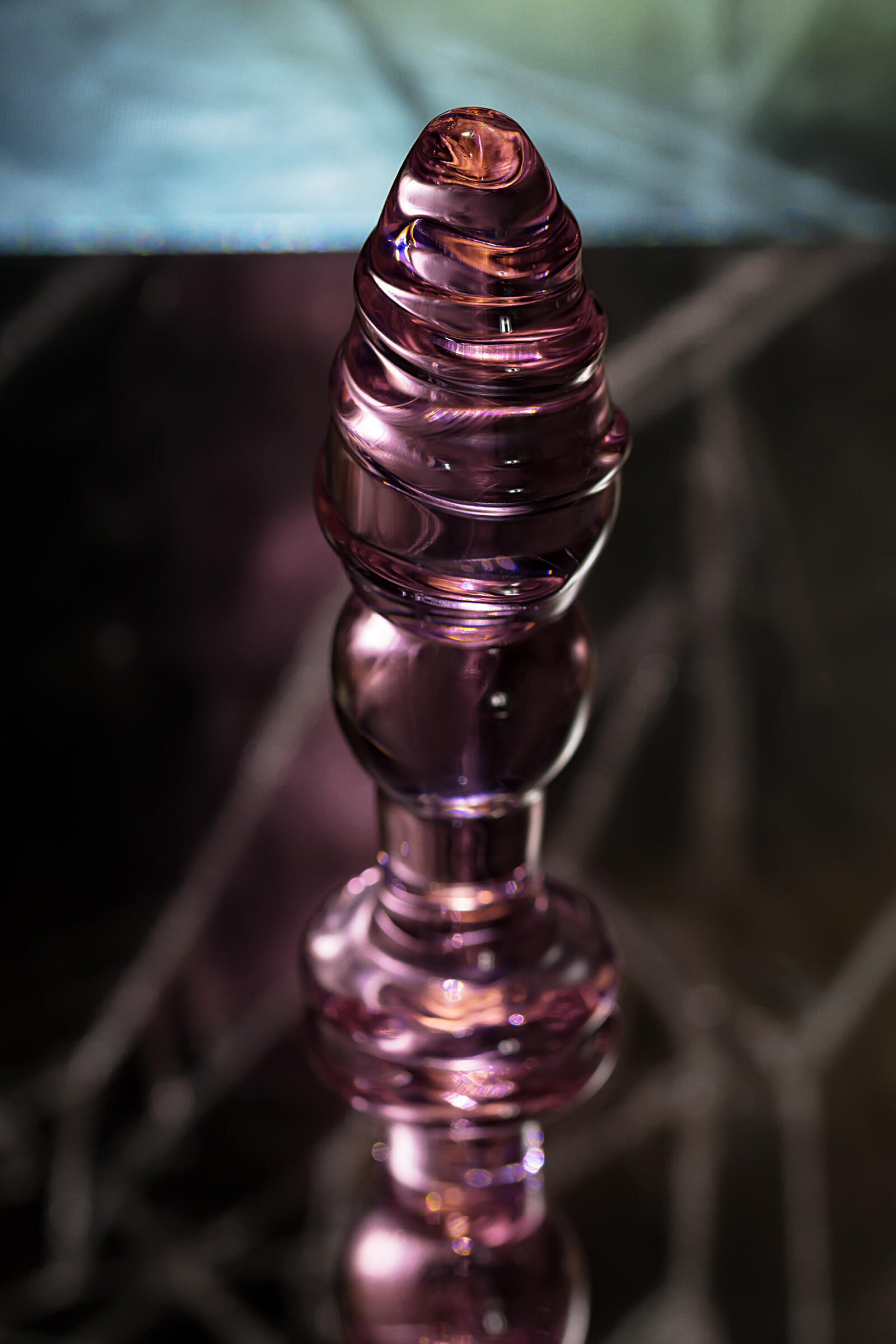 Анальная пробка Sexus Glass ребристая, розовая
