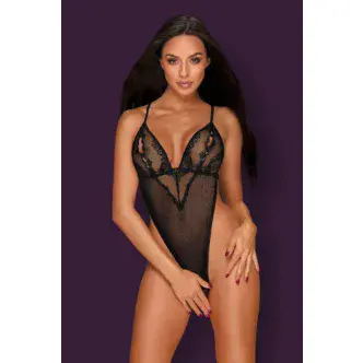 Боди Obsessive Millagro teddy, Чёрный, S/M