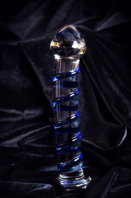 Фаллоимитатор Sexus Glass с синей спиралью, бесцветный, 17 см - фото 10