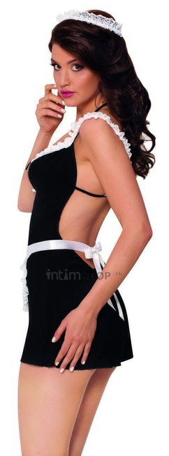 Костюм горничной SoftLine Collection Jane (платье, передник и головной убор), черный, M/L от IntimShop