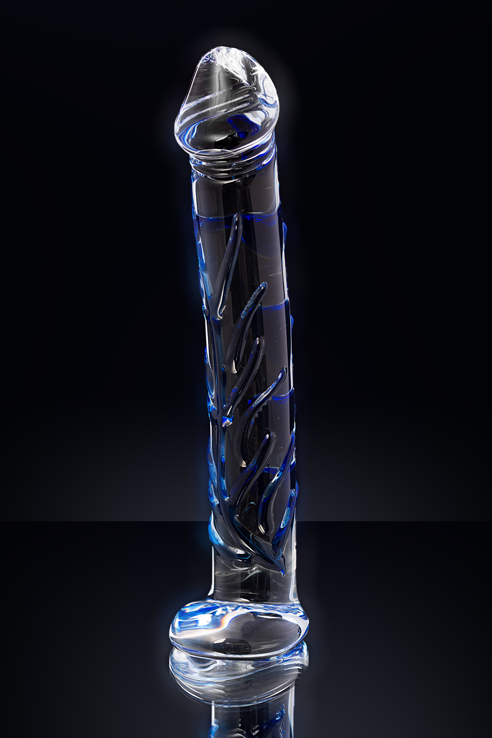 Фаллоимитатор Sexus Glass 17 см, бесцветный, синий