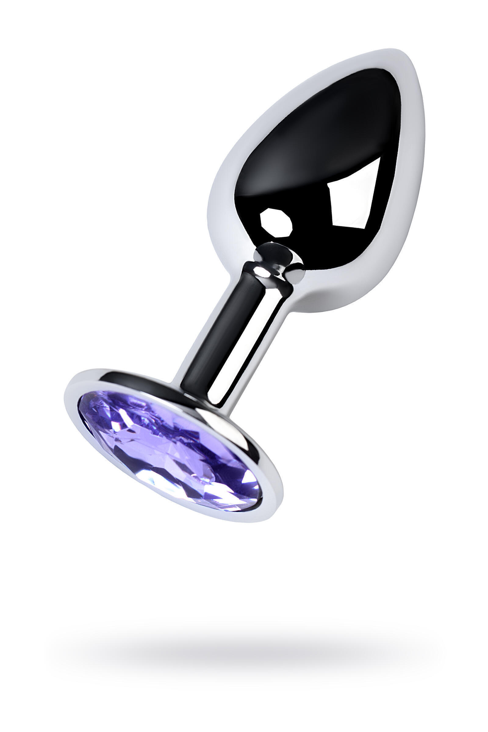 Анальная пробка Metal by Toyfa c фиолетовым кристаллом, серебристый