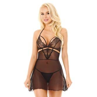 Сорочка и стринги SoftLine Collection Melania M/L, чёрные