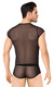 Костюм-сетка с полосками мужской SoftLine Collection (майка, шорты), чёрный, XL