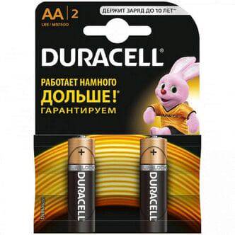 Батарейки пальчиковые Duracell АА/LR6 в блистере 2 шт.