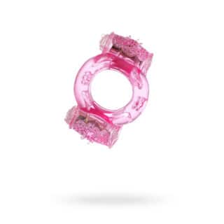 Эрекционное кольцо Toyfa с двойной вибрацией, розовое