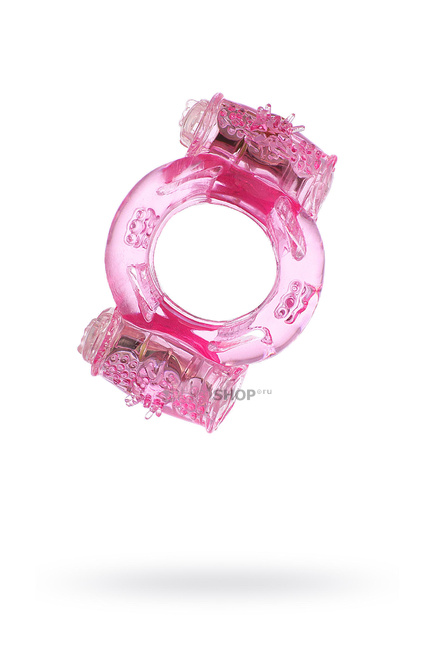 фото Эрекционное кольцо Toyfa с двойной вибрацией, розовое