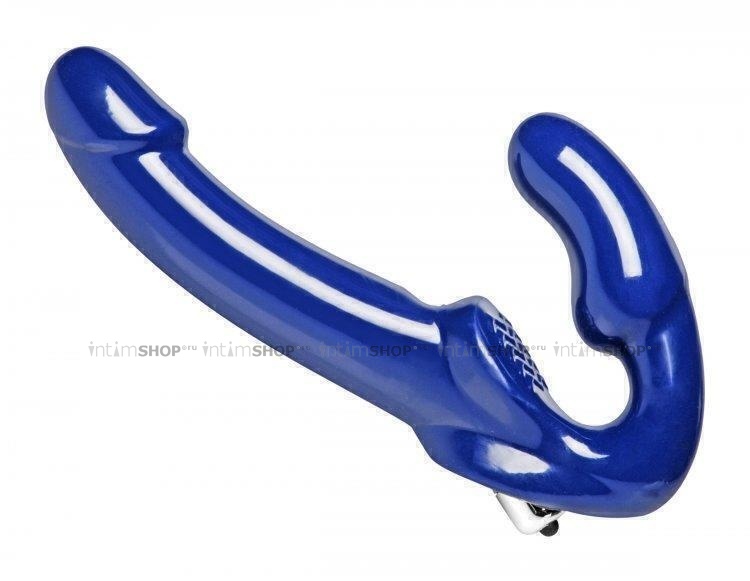 фото Безремневой страпон с вибрацией XR Brands Strap U Revolver II, синий
