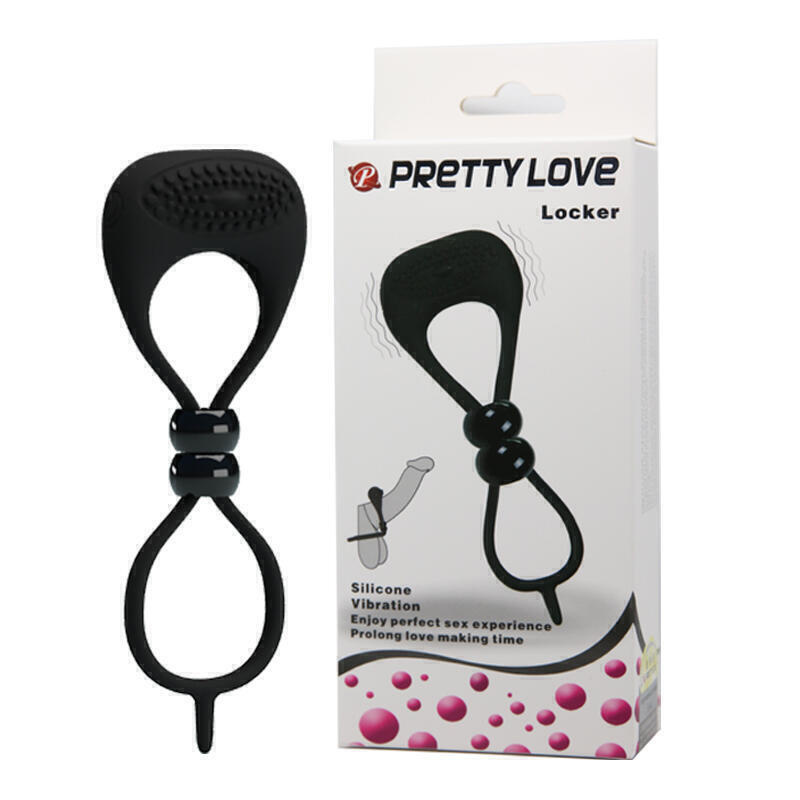 Виброкольцо с подхватом мошонки Pretty Love Locker, черное