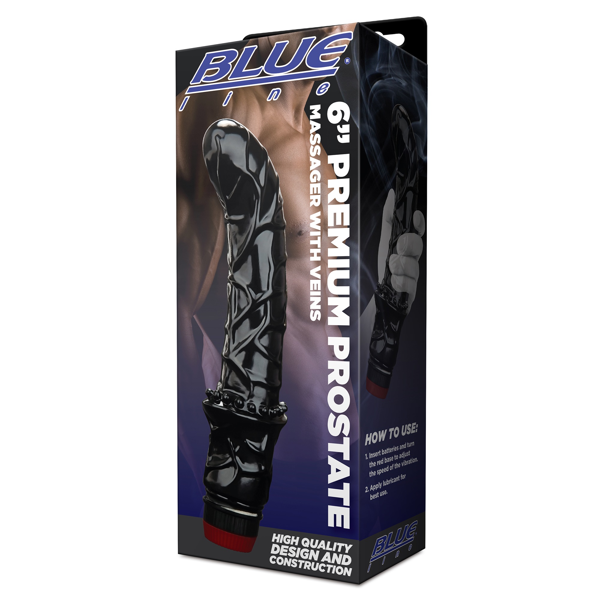 Анальный вибратор с венами BlueLine Premium Prostate Massager 6", черный