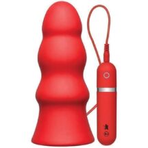 Анальная Пробка с Вибрацией Doc Johnson KINK - Vibrating Silicone Butt Plug - Rippled 7.5 с выносным пультом, красный 