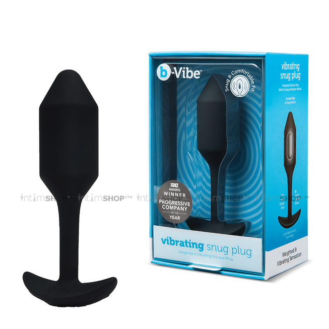 Вибропробка для ношения B-Vibe Vibrating Snug Plug 2, черная