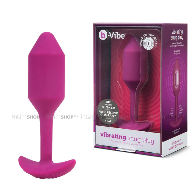 фото Пробка для ношения B-Vibe Vibrating Snug Plug 2 с вибрацией, розовая, купить