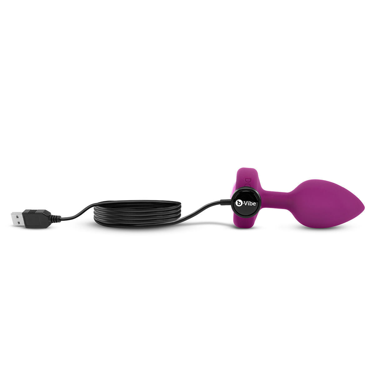 Вибропробка b-Vibe Jewel с пультом ДУ S/M, фиолетовая с розовым кристаллом