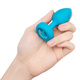 Вибропробка b-Vibe Jewel S/M с пультом ДУ, голубая с голубым кристаллом